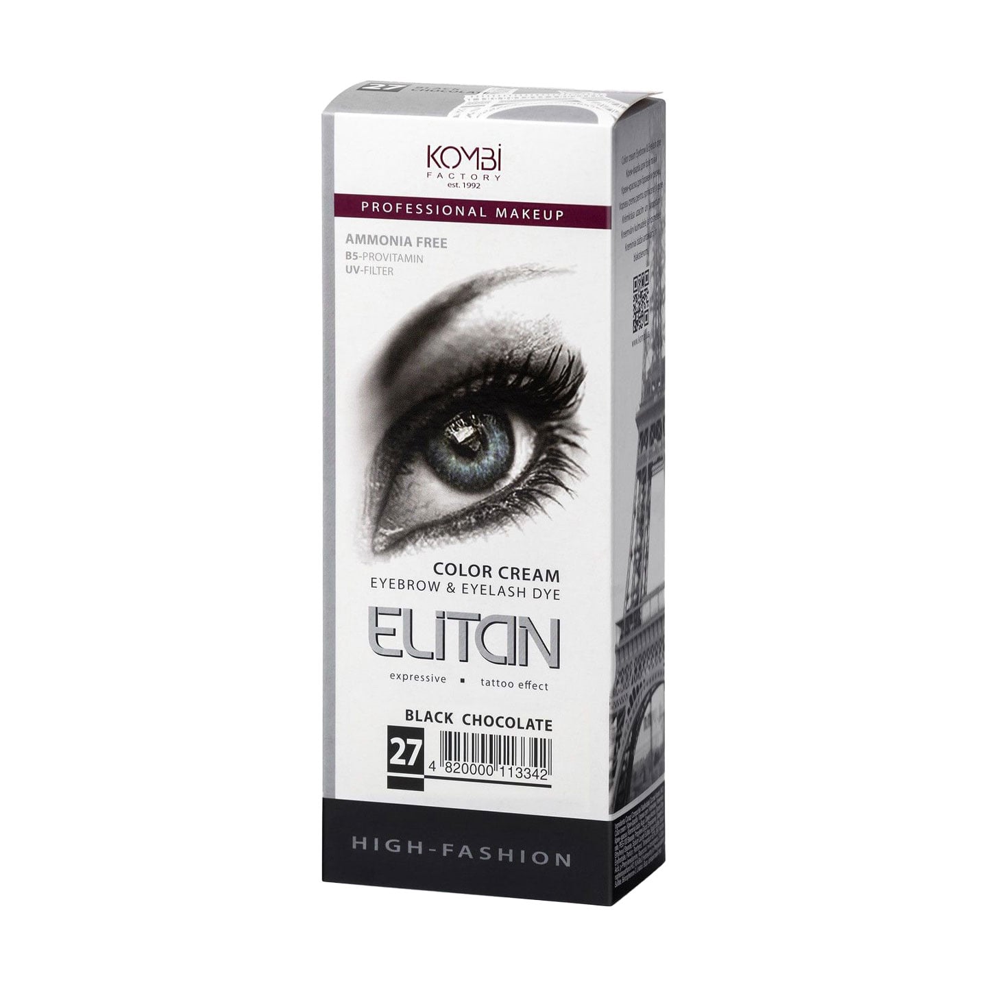 Крем-фарба для брів та вій Elitan Color Cream Eyebrows &amp; Eyelashes 27 Чорний шоколад, 100 мл
